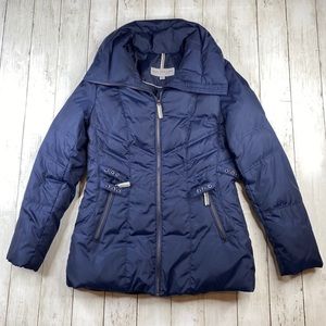 Andrew MARC Womens S Down Fill Navy Puffer Jacket